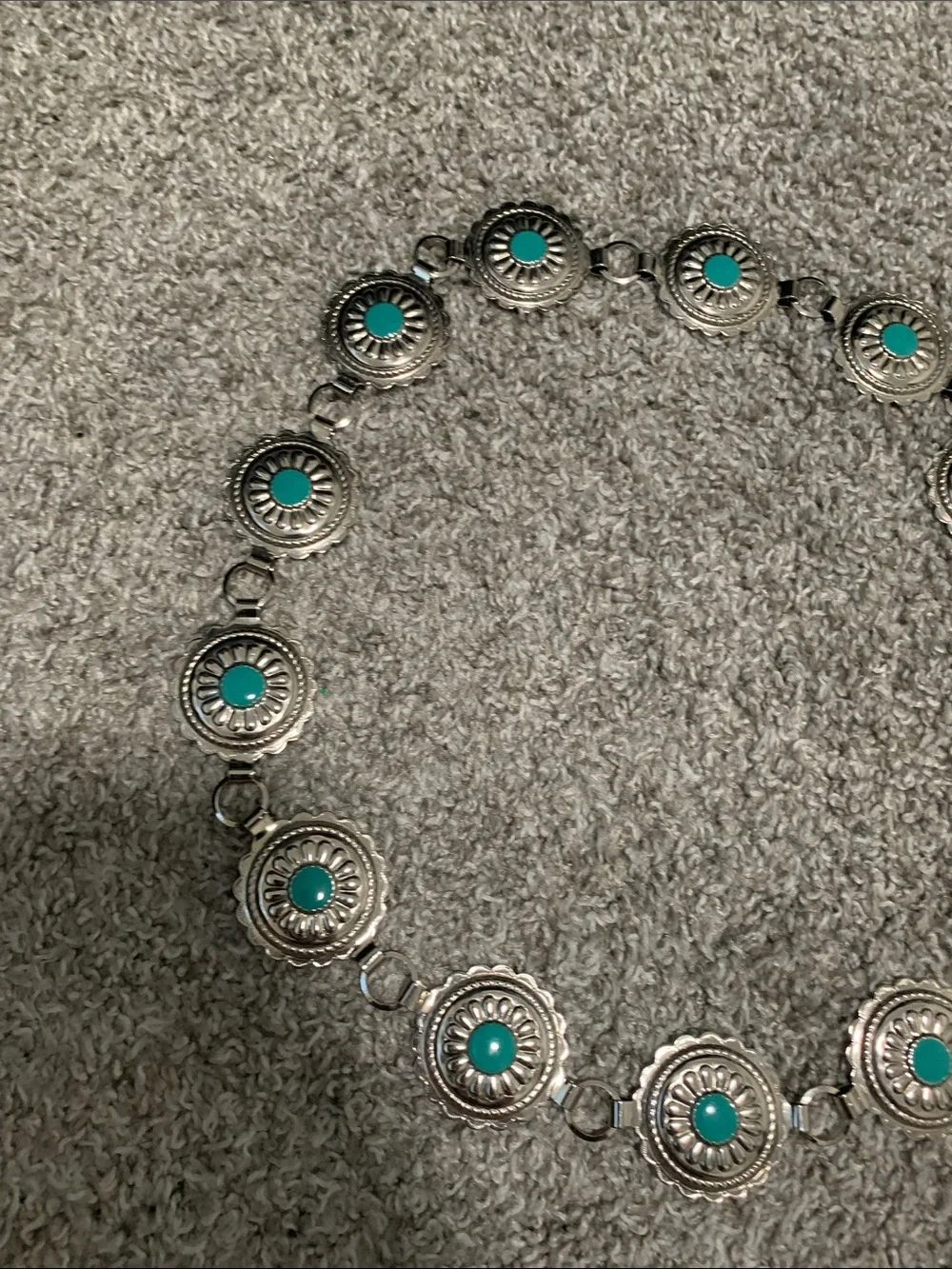 Boho Festival Turquoise Stone Silver Concho Belt